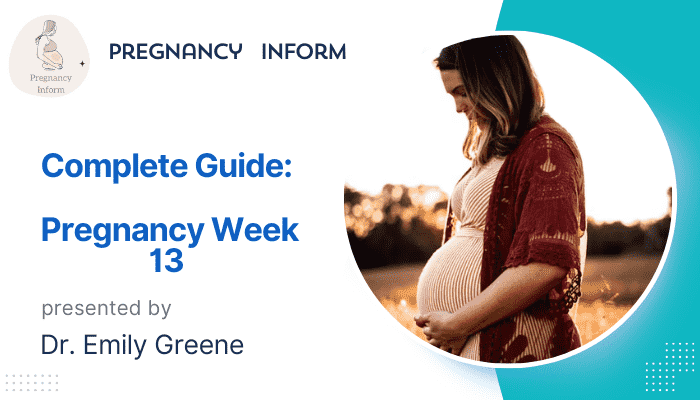 Image of a pregnant woman reading a complete guide for Pregnancy Week 13